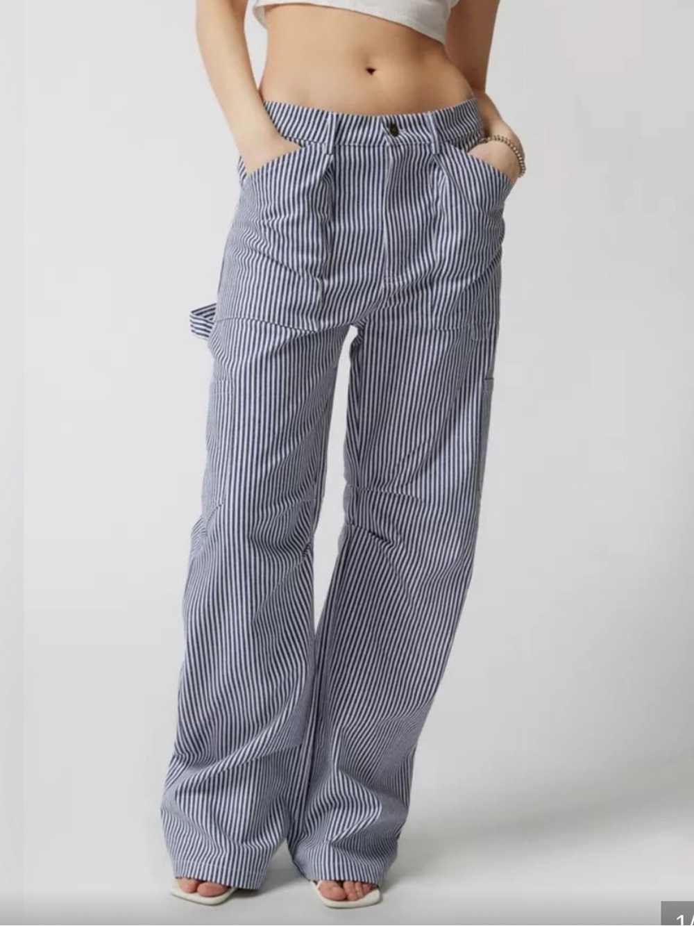 Lioness navy & White Striped Wide-Leg Cargo Pants - Picture 3 of 4